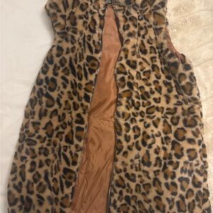 Leopard Print Faux Fur Vest
